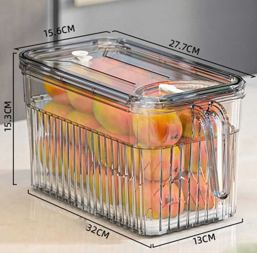 Mondee Premium 3Litre Clear Fridge Organizer Bin with Date Tracker.