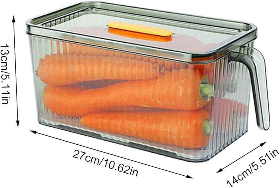 Mondee Premium 3Litre Clear Fridge Organizer Bin with Date Tracker.