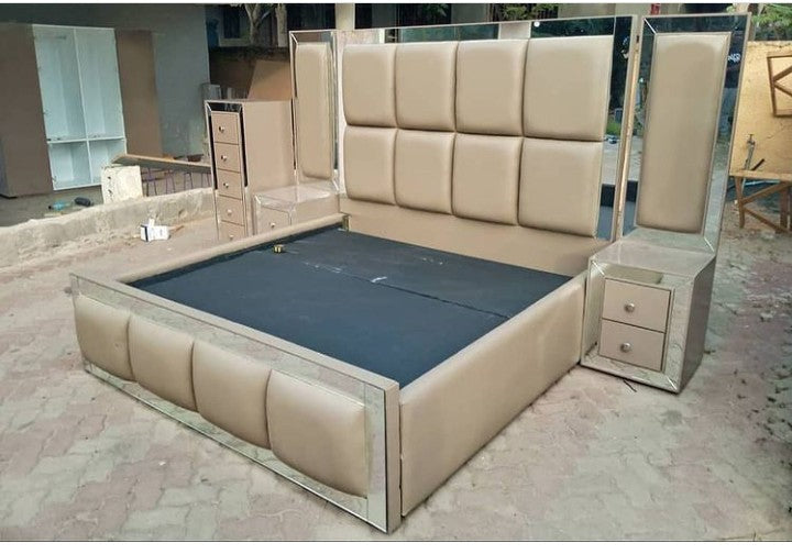 Leather Beige Bed