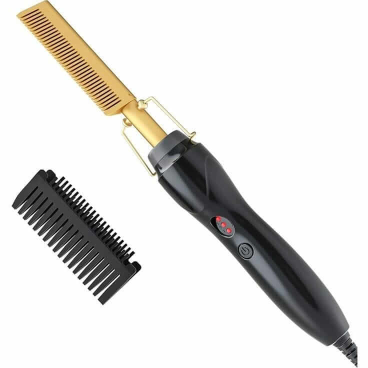 InnovaKE Gold Ceramic Professional Press Comb | Fast Heat-Up Hair Straightener