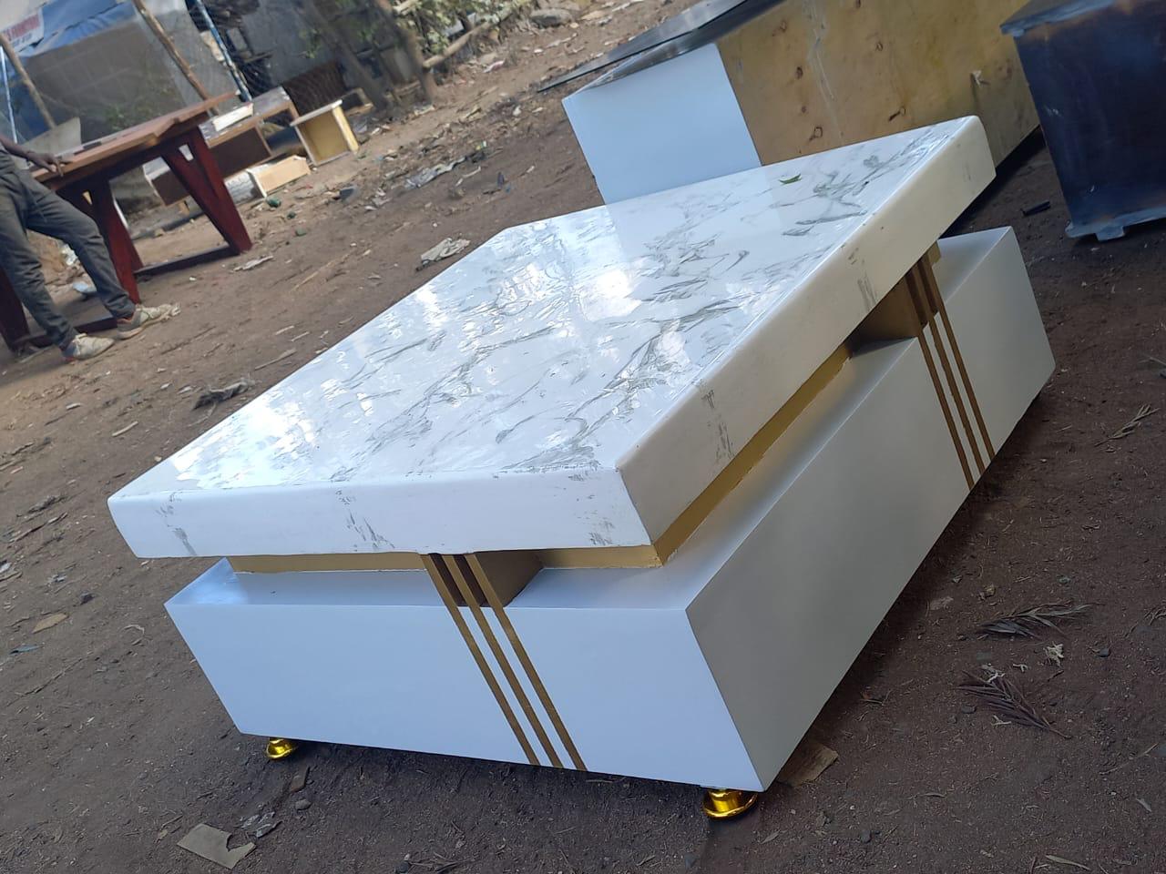 Double Square White Table
