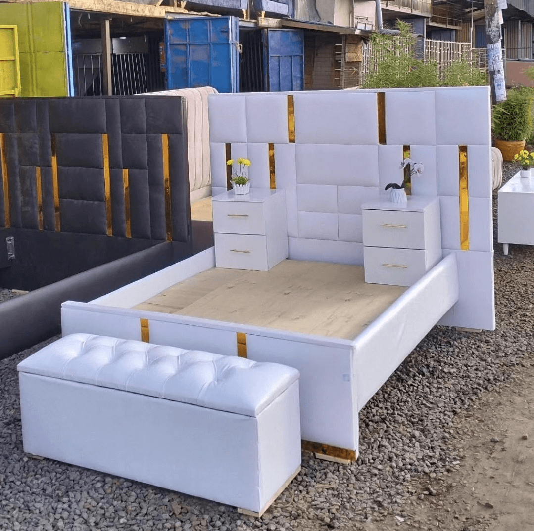 The Complete Glam 5x6 Bed Set | Bed, Side Tables & Ottoman