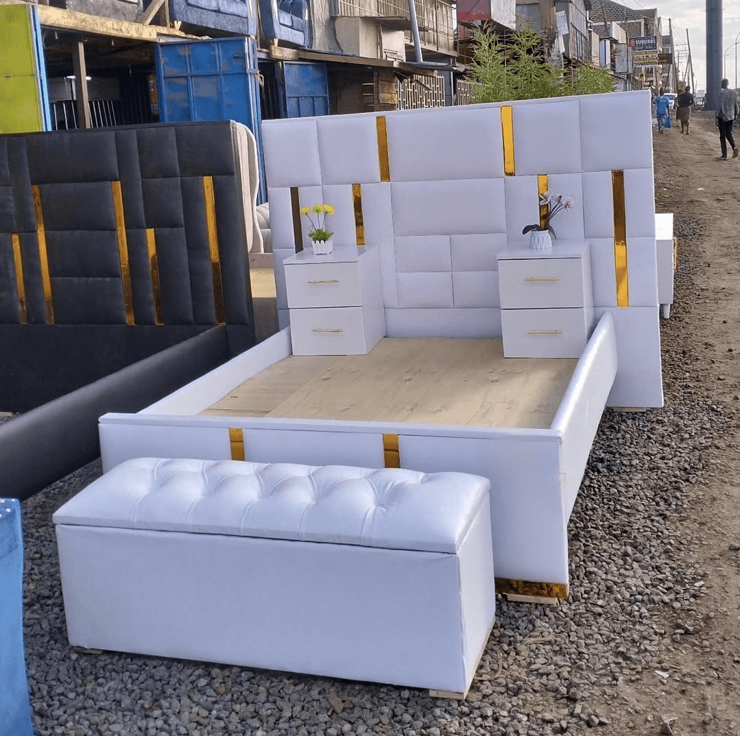 The Complete Glam 5x6 Bed Set | Bed, Side Tables & Ottoman