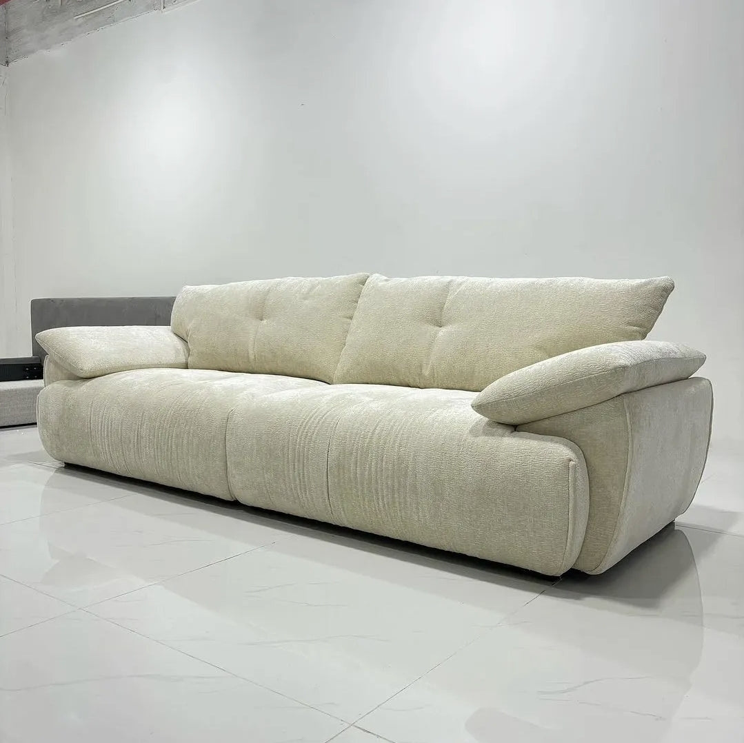 The Extra Large Bouncy Spring 3-Seater Sofa | Cream Plush Couch