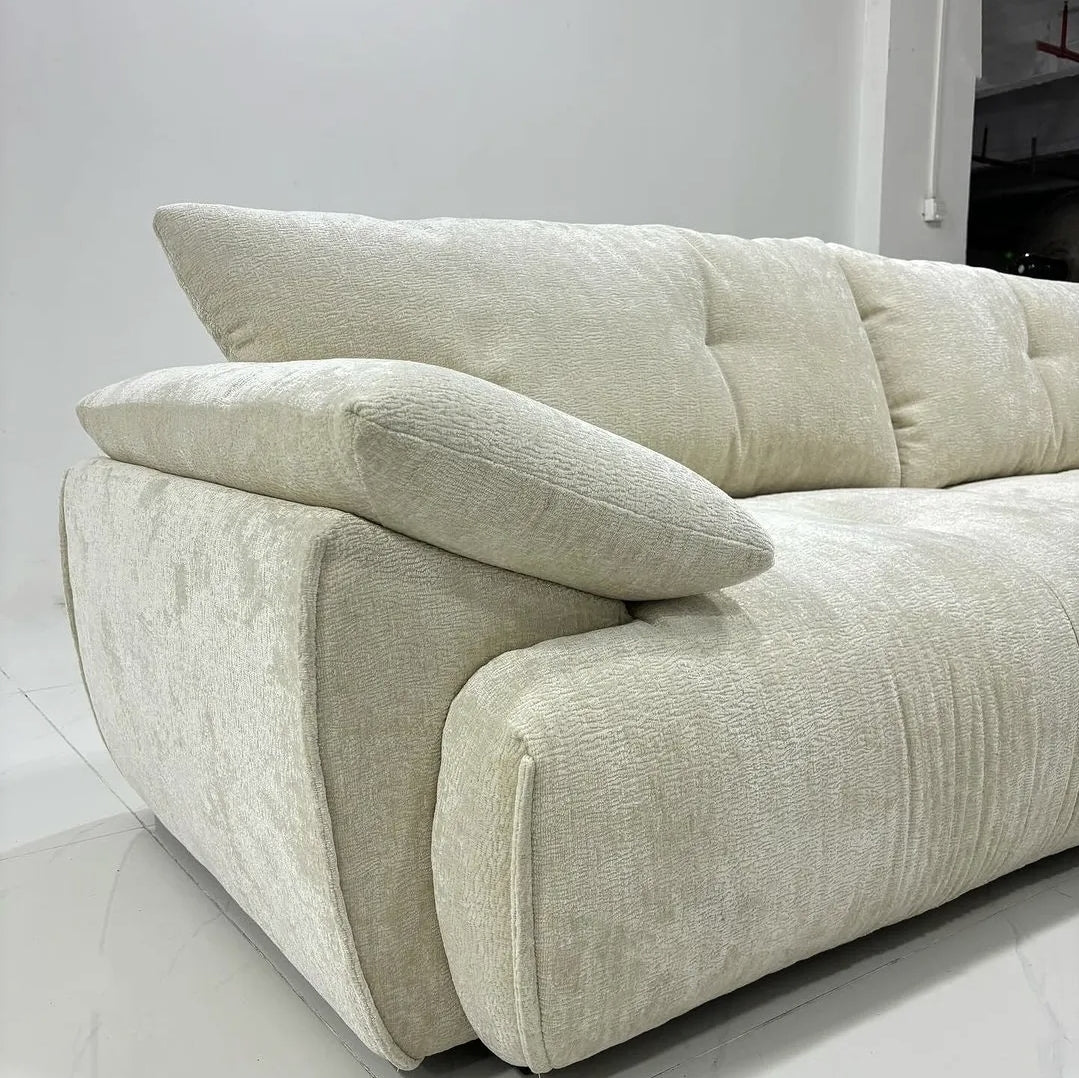 The Extra Large Bouncy Spring 3-Seater Sofa | Cream Plush Couch
