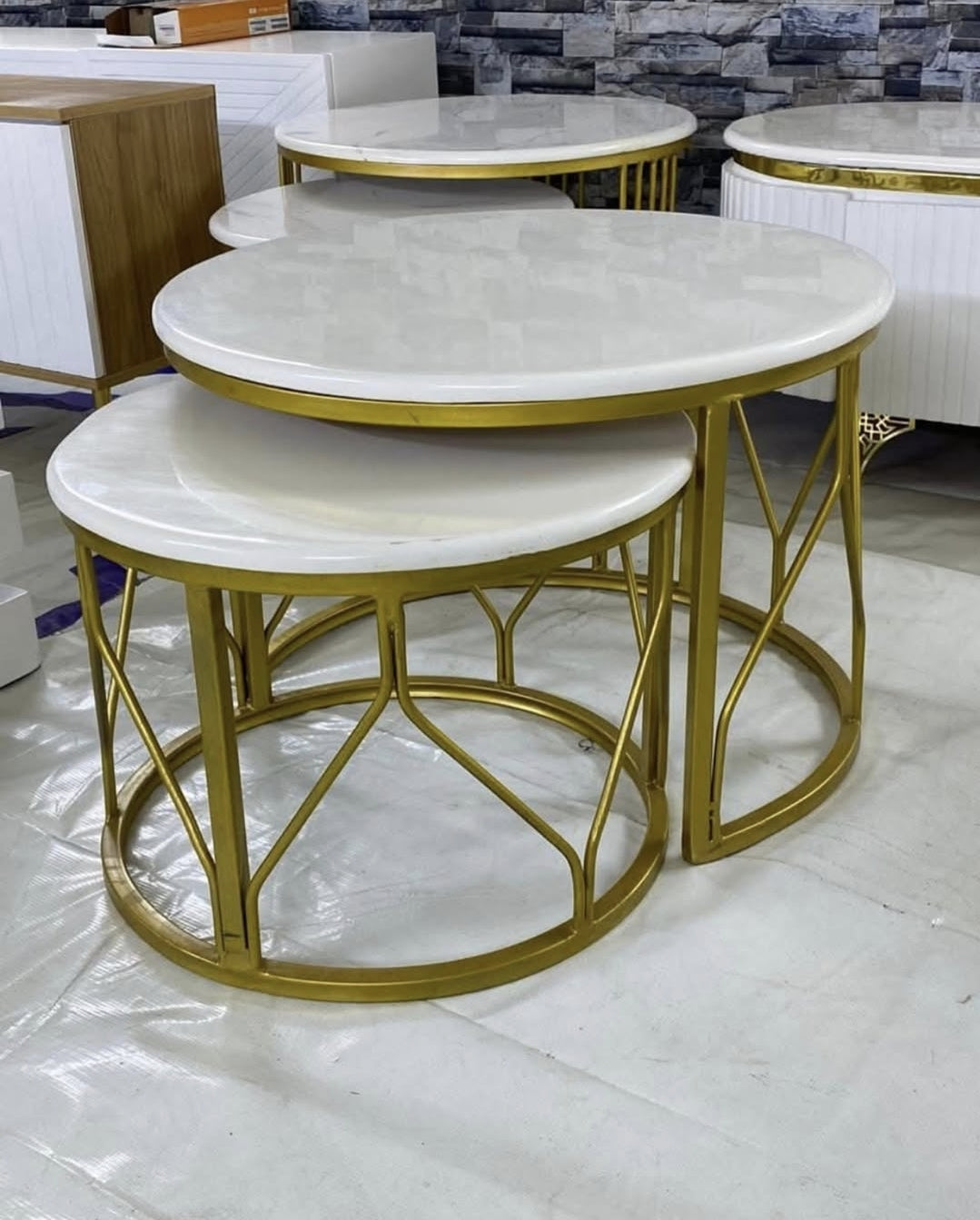 The Golden Nest Marble Coffee Table Set