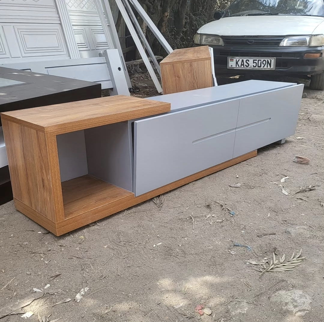 The Offset Two-Tone TV Stand | Modern Media Unit | Mondee Furnitures