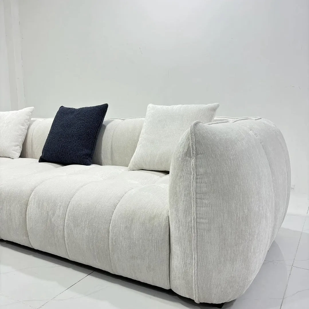 The Plush 3-Seater Spring Cushion Sofa | Light Beige Upholstered Couch