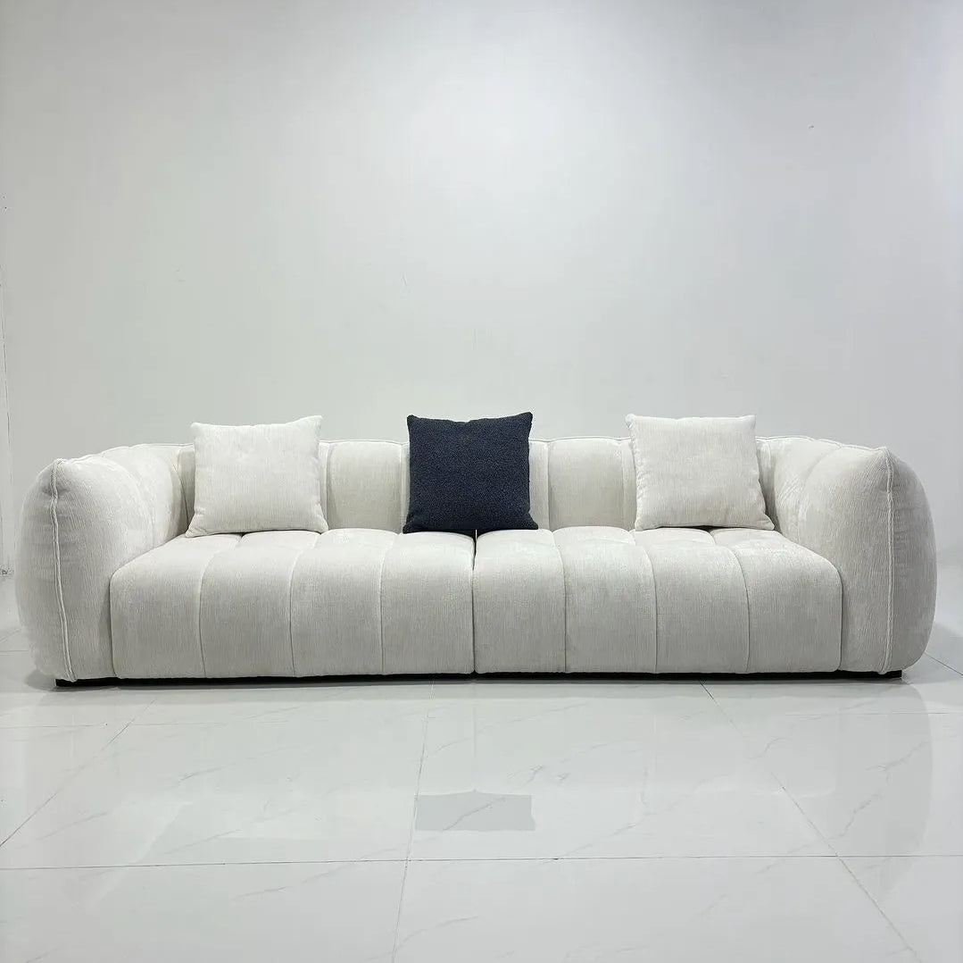 The Plush 3-Seater Spring Cushion Sofa | Light Beige Upholstered Couch