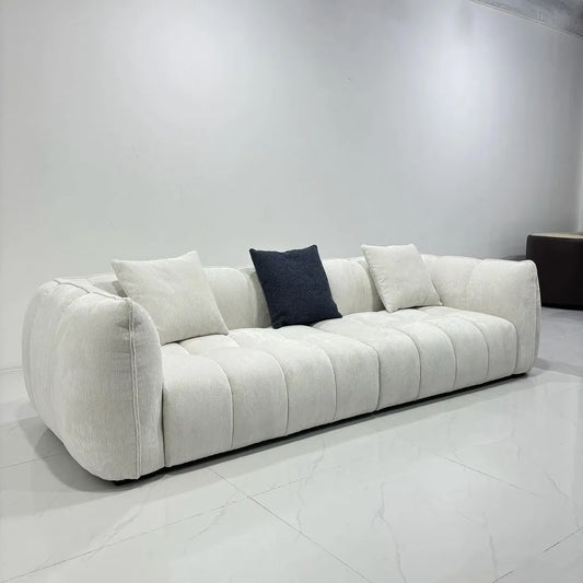 The Plush 3-Seater Spring Cushion Sofa | Light Beige Upholstered Couch
