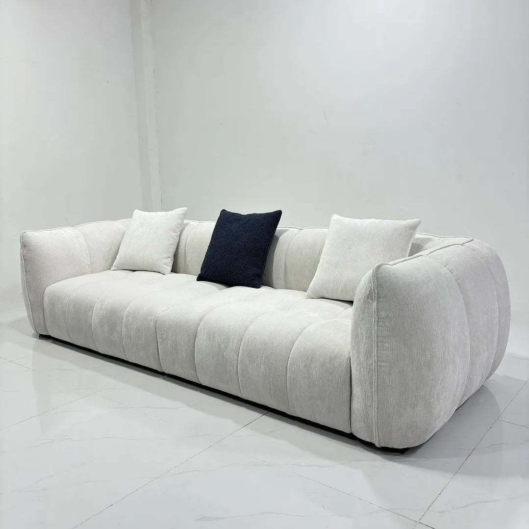 The Plush 3-Seater Spring Cushion Sofa | Light Beige Upholstered Couch