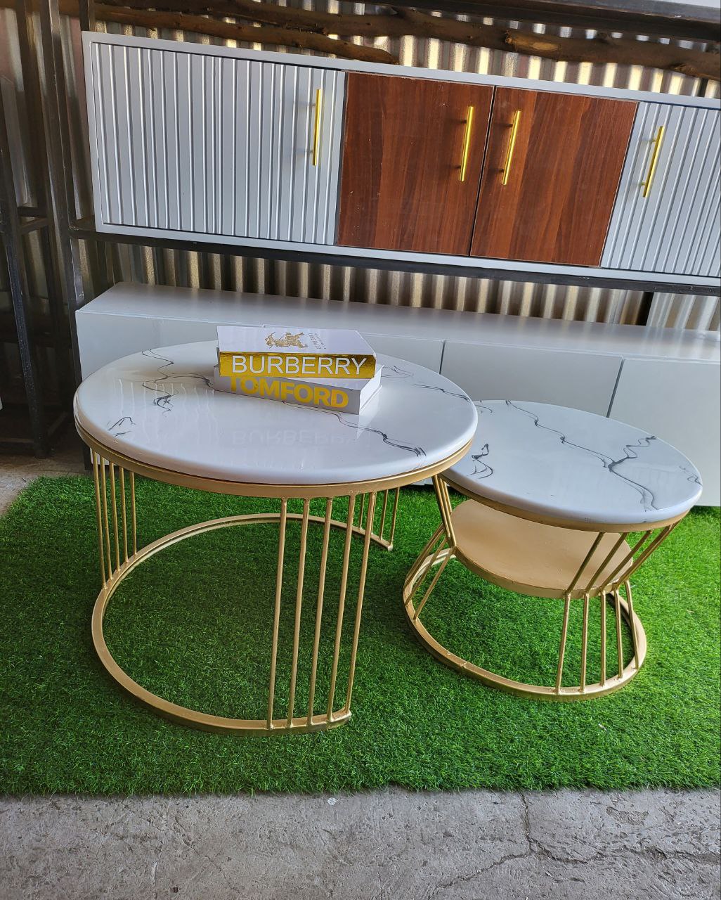 Drum Double White Coffee Table Set