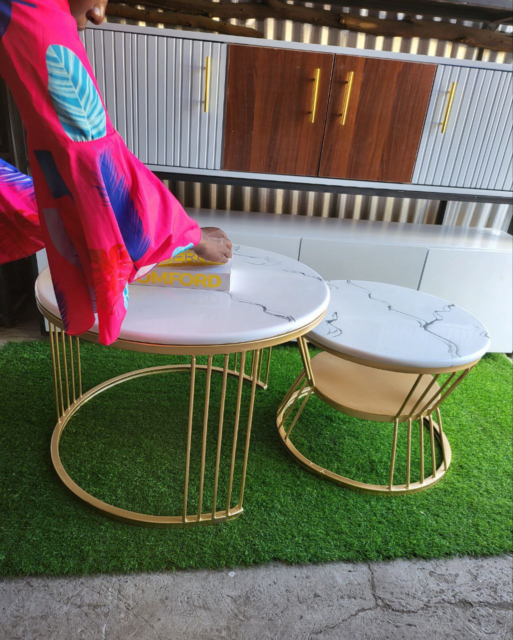 Drum Double White Coffee Table Set