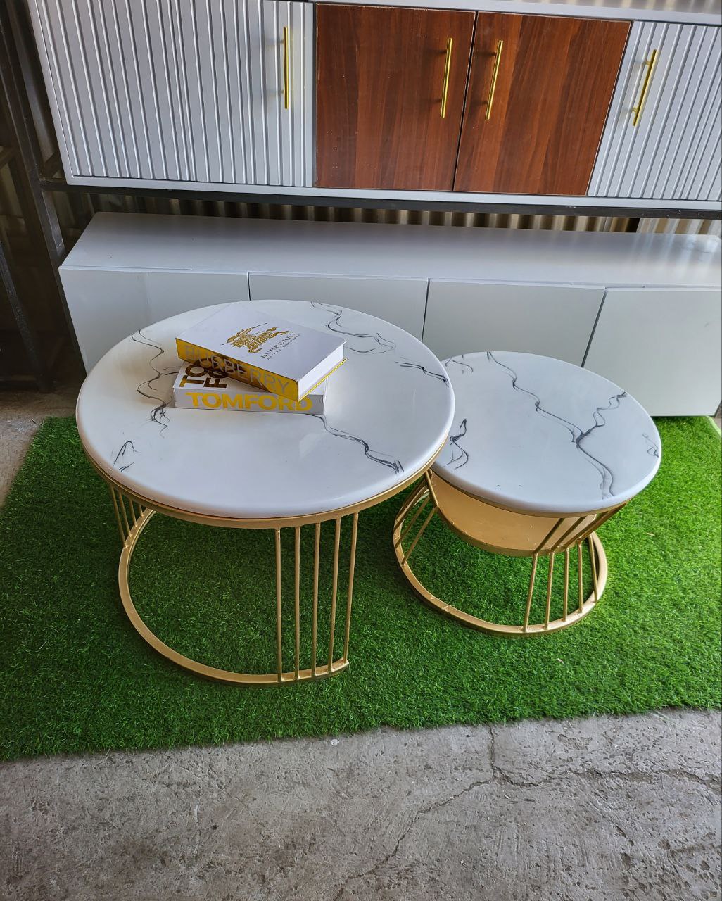 Drum Double White Coffee Table Set
