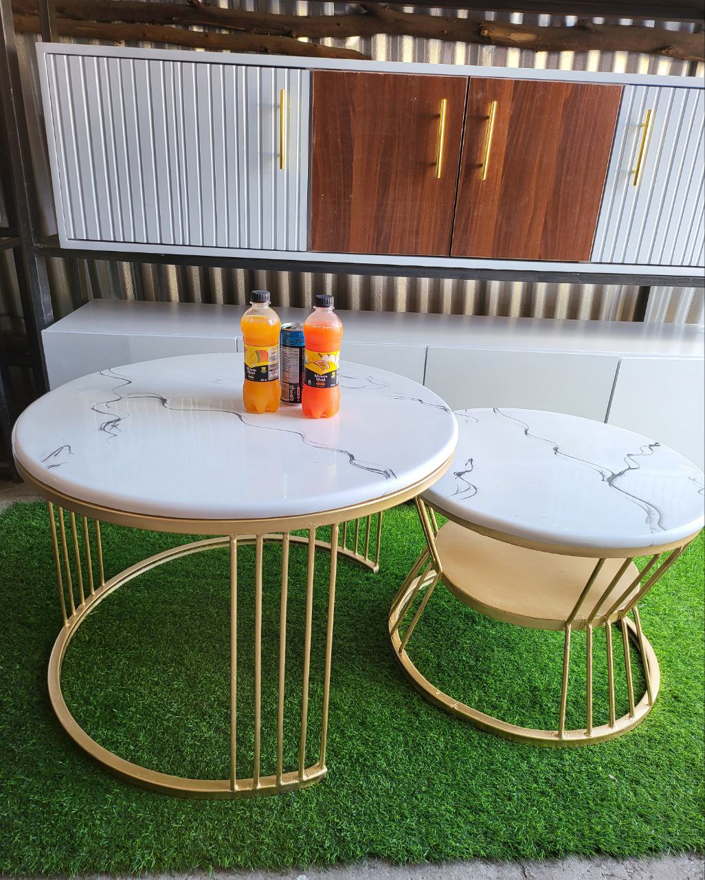 Drum Double White Coffee Table Set
