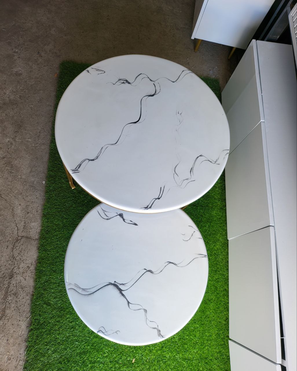 Drum Double White Coffee Table Set
