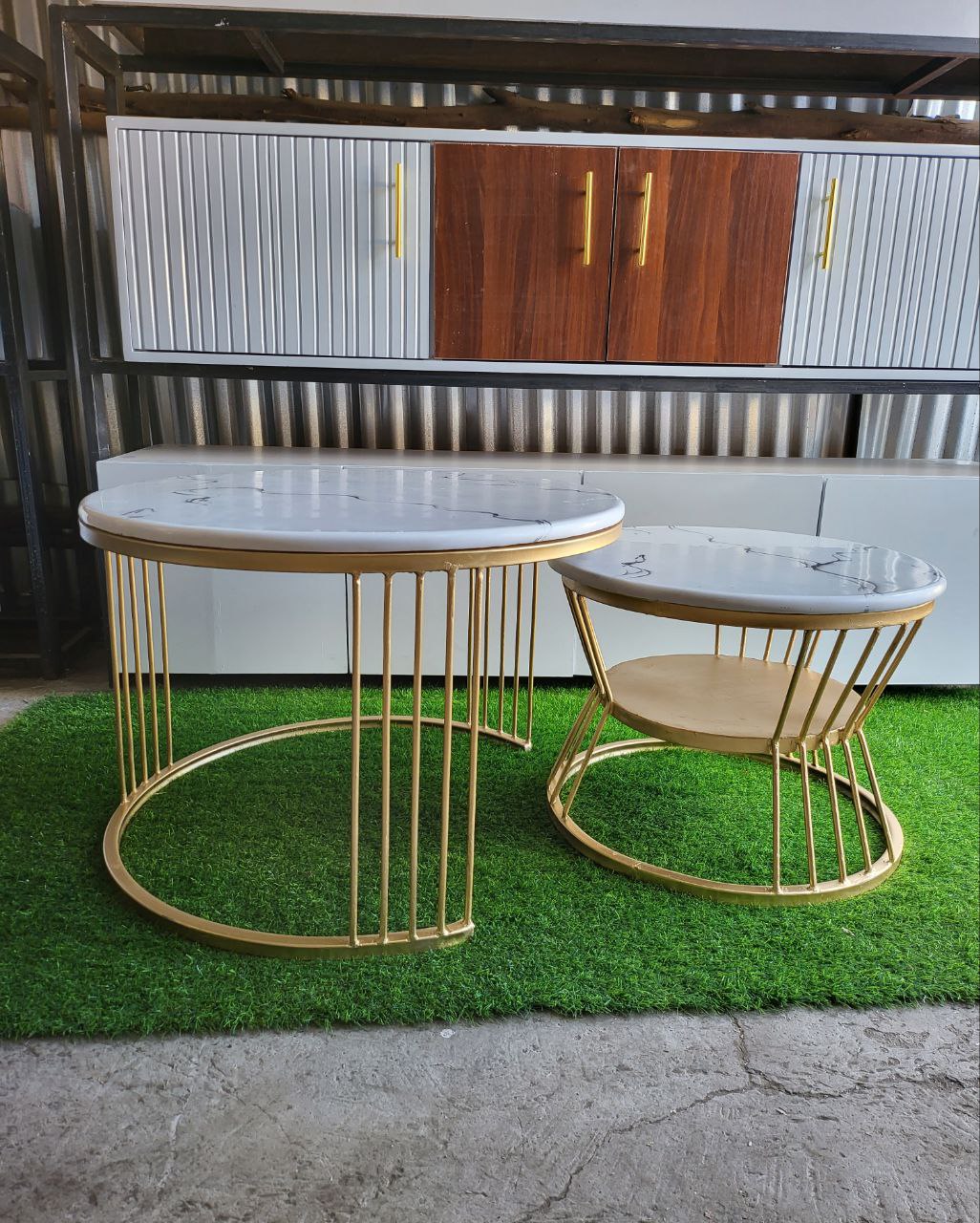 Drum Double White Coffee Table Set