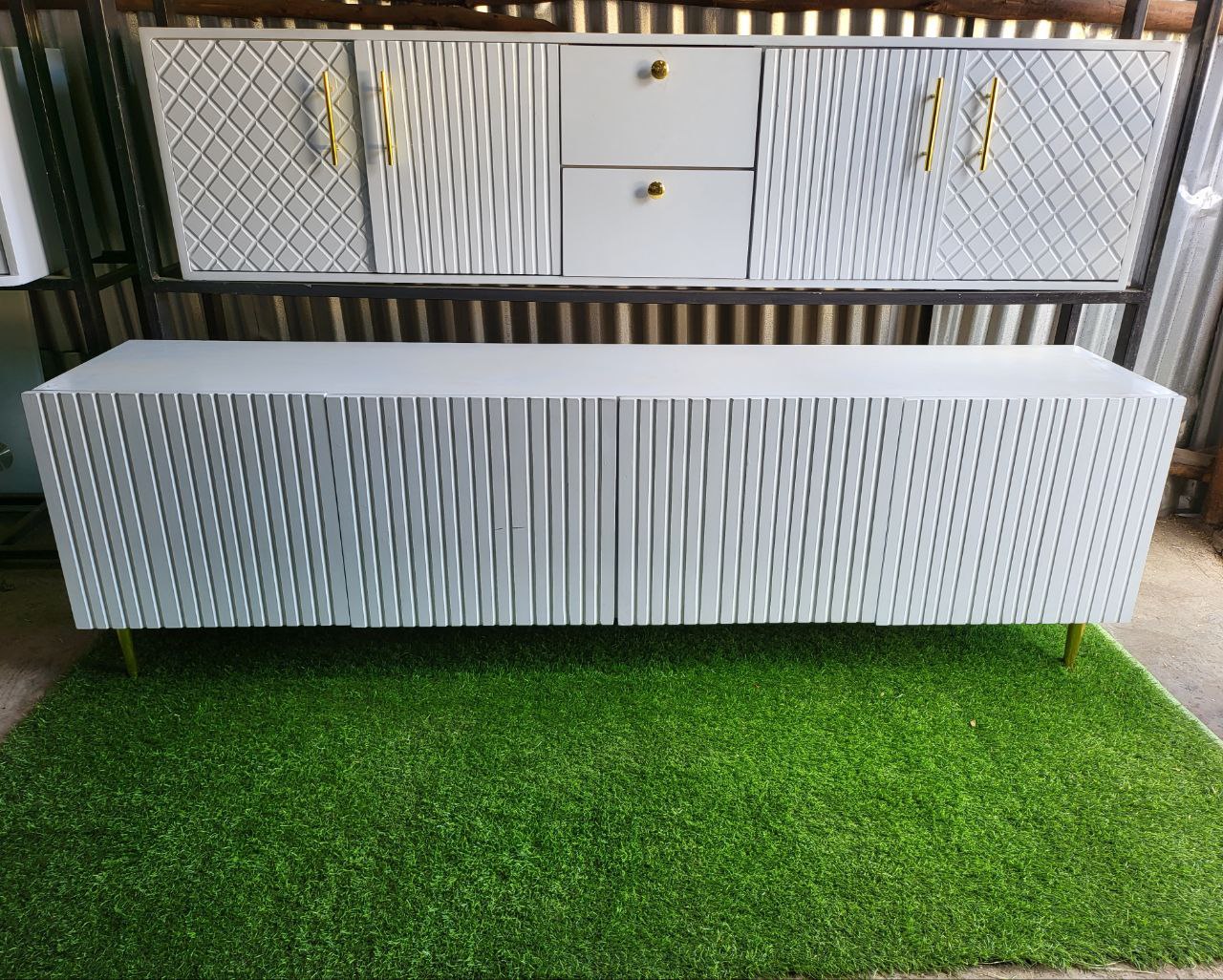 Straight Lines White Tv Stand
