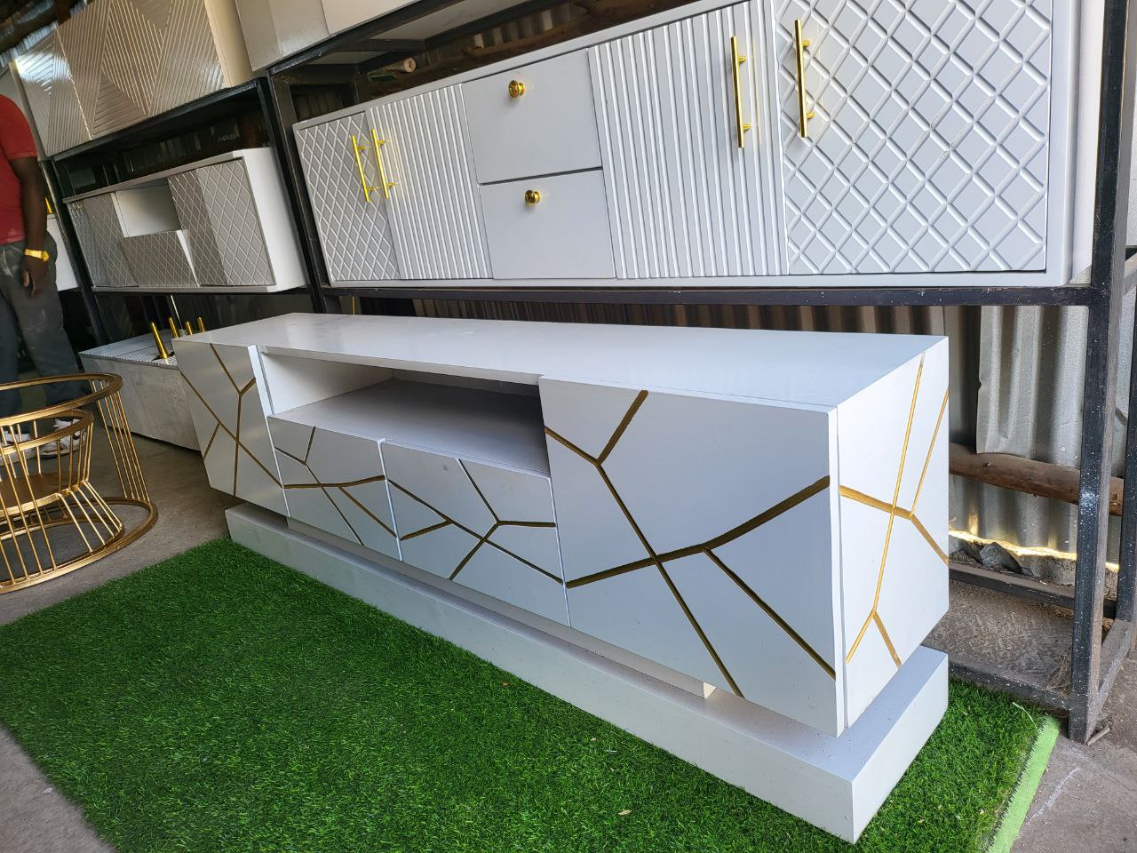 Roots White Boxed Tv Stand