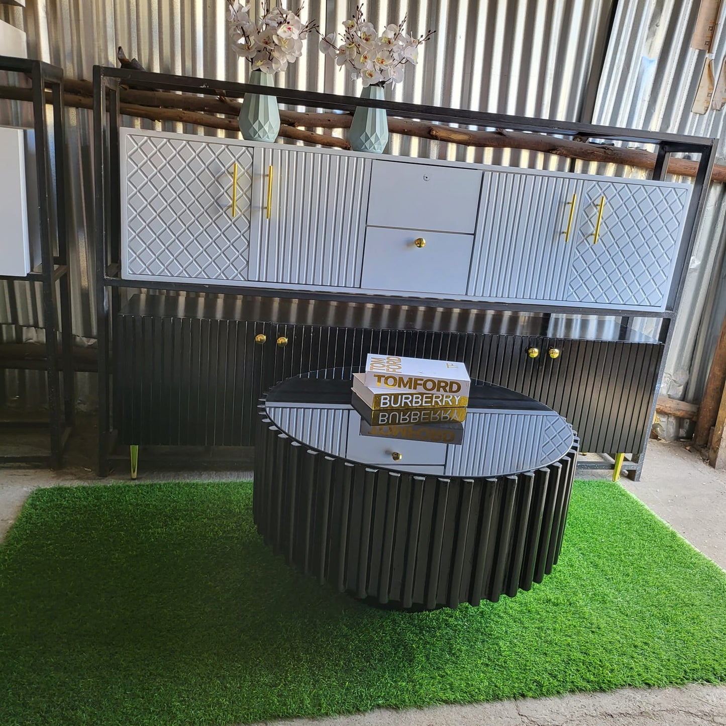 Rounded Black Detailed Table