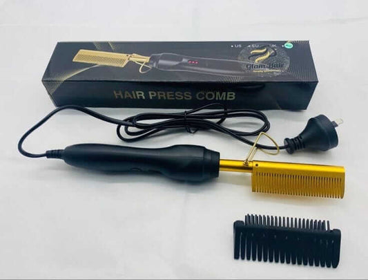 InnovaKE Gold Ceramic Professional Press Comb | Fast Heat-Up Hair Straightener