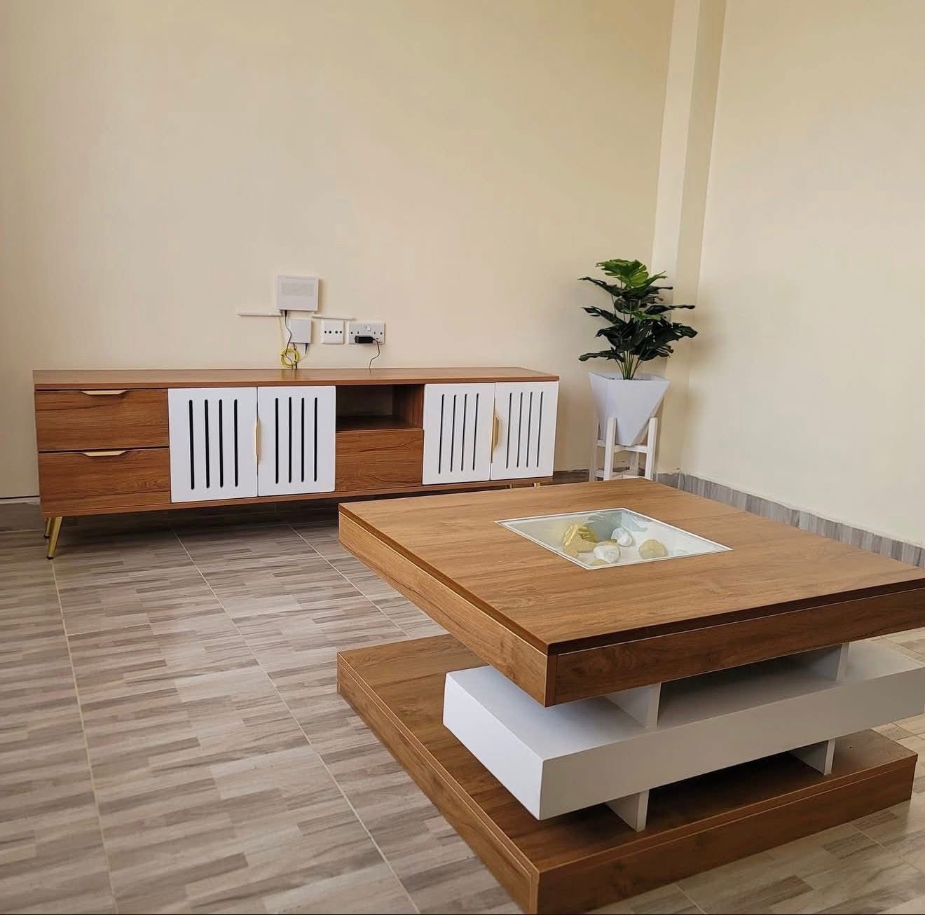 Coffee Table & TV Stand Set Woodish Aesthetic