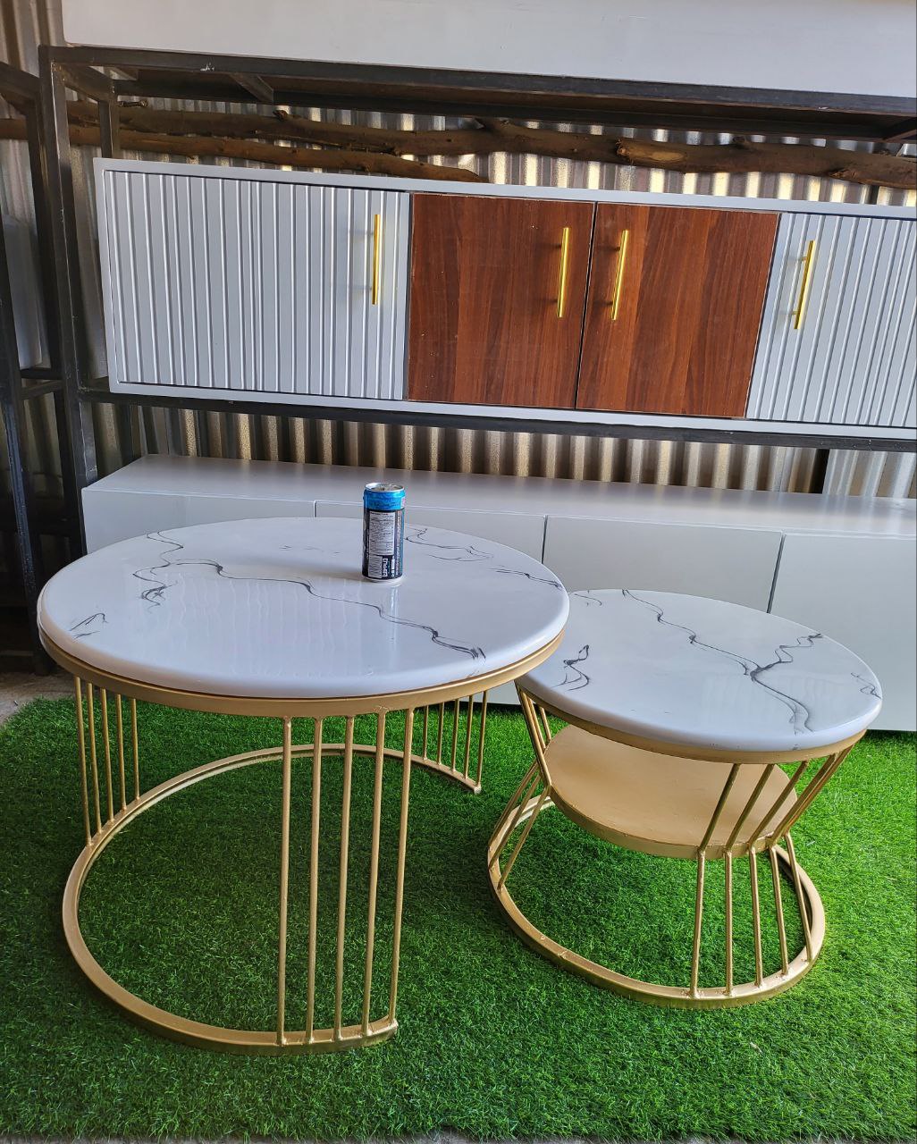 Drum Double White Coffee Table Set